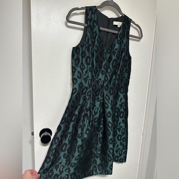 Loft Animal Print Sleeveless Dress size Womens 0 Work Formal Dress Blue & Black - Picture 3 of 5